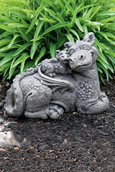 Sweetwater Pals Dragons Statue Baby with Mother Smiling Sculpture